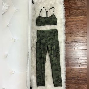 Lululemon green camo workout set